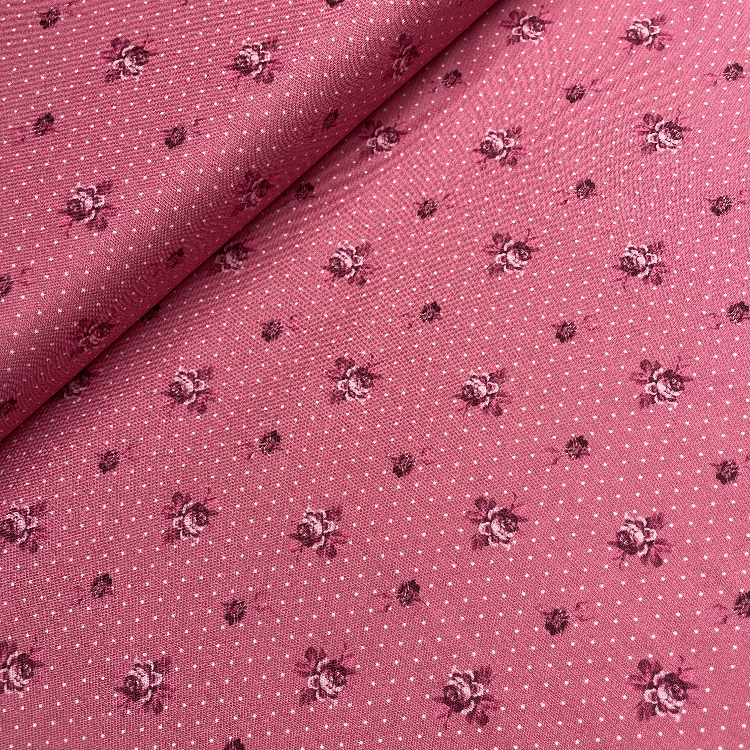 Trachten Serie Baumwolle Adrie Punkte & Röschen Pink