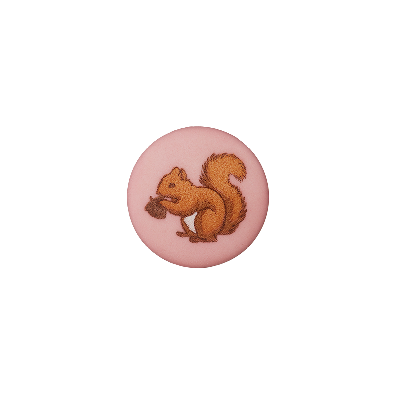 Union Knopf by Prym Kinderknopf rund mit Öse 15 mm Eichhörnchen Rosa