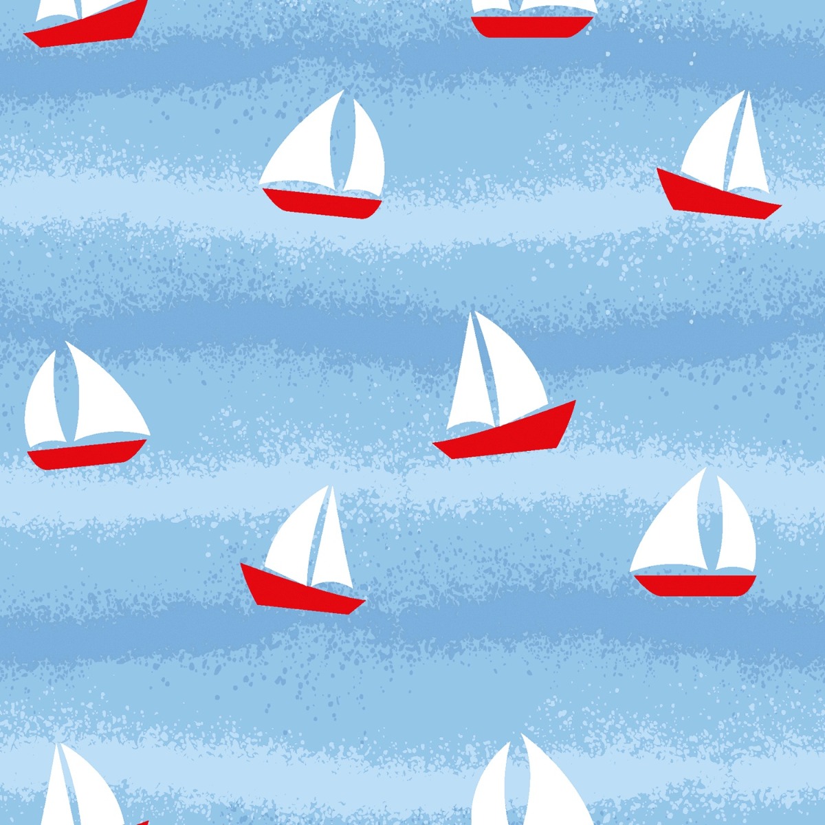 Sommersweat Kleines Segelschiff auf Streifen Hellblau