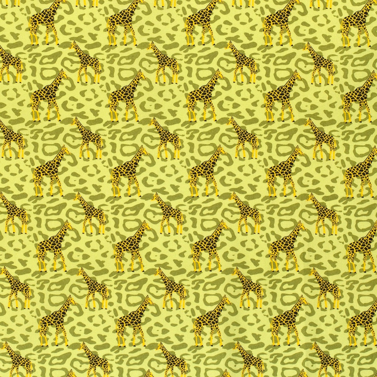 Baumwolle Giraffen auf Leoprint Lime