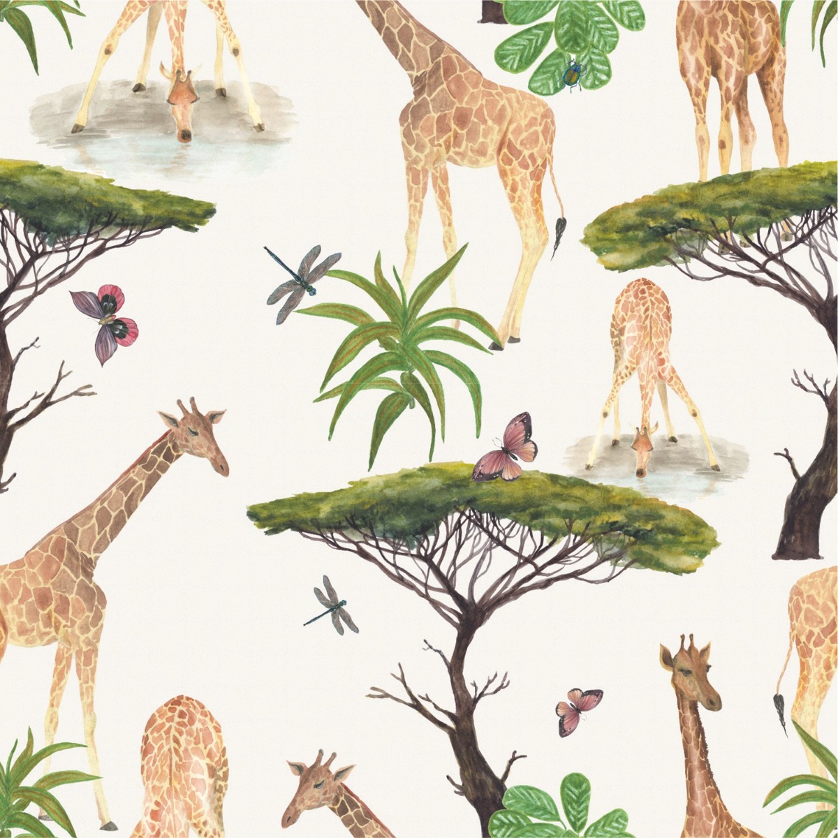 Jersey Giraffen in der Savanne auf Creme Digital