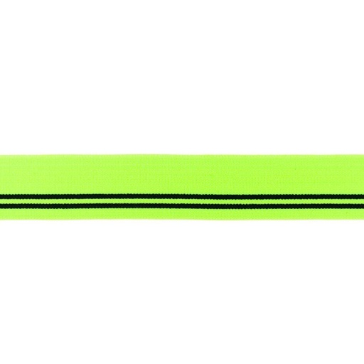 Gummiband Uni mit schwarzen Streifchen 3 cm auf Neon Grün
