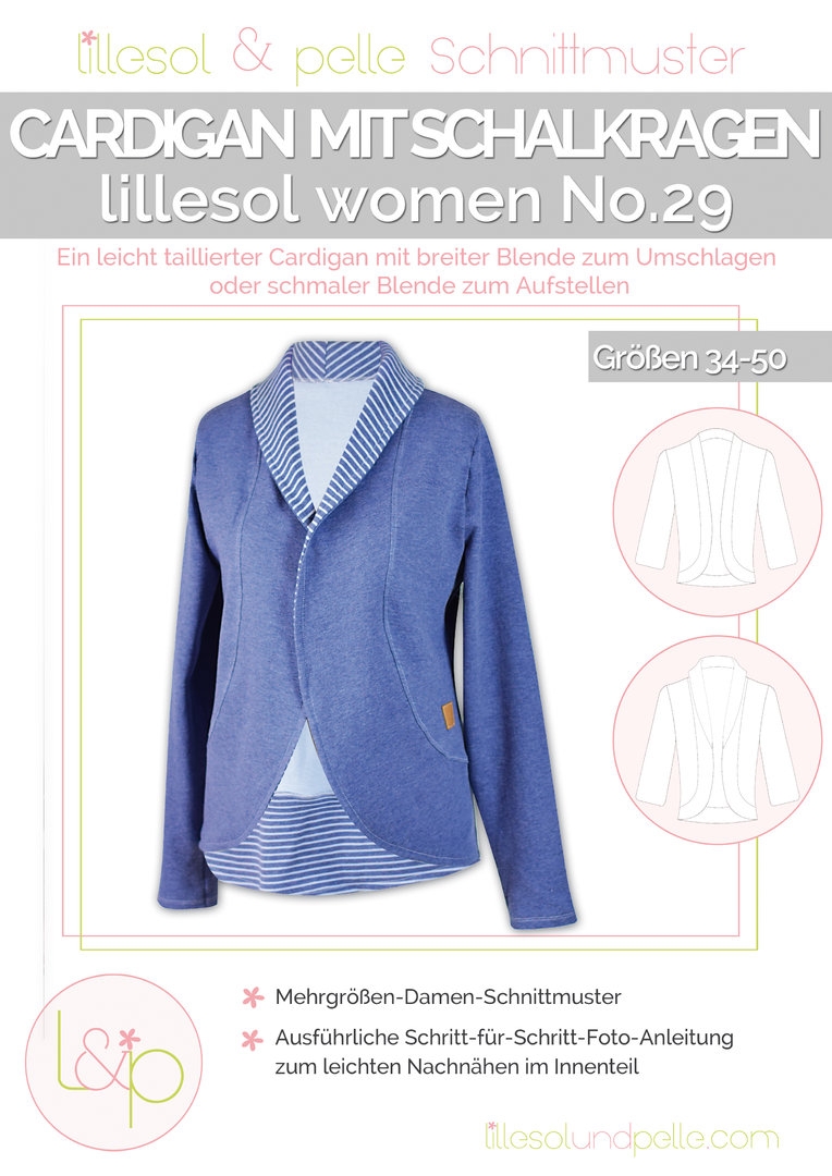 Lillesol & Pelle Papierschnittmuster Women Cardigan mit Schalkragen Gr. 34 - 50