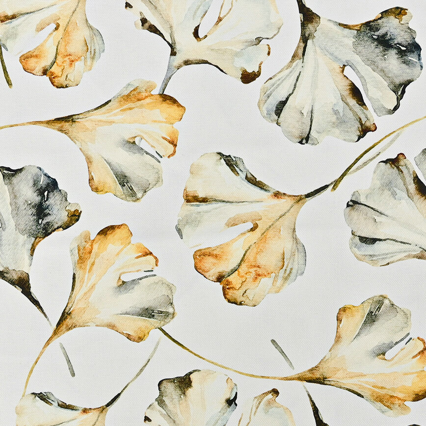 Baumwolle Canvas - Digitaldruck Ginkoblätter auf Ecru