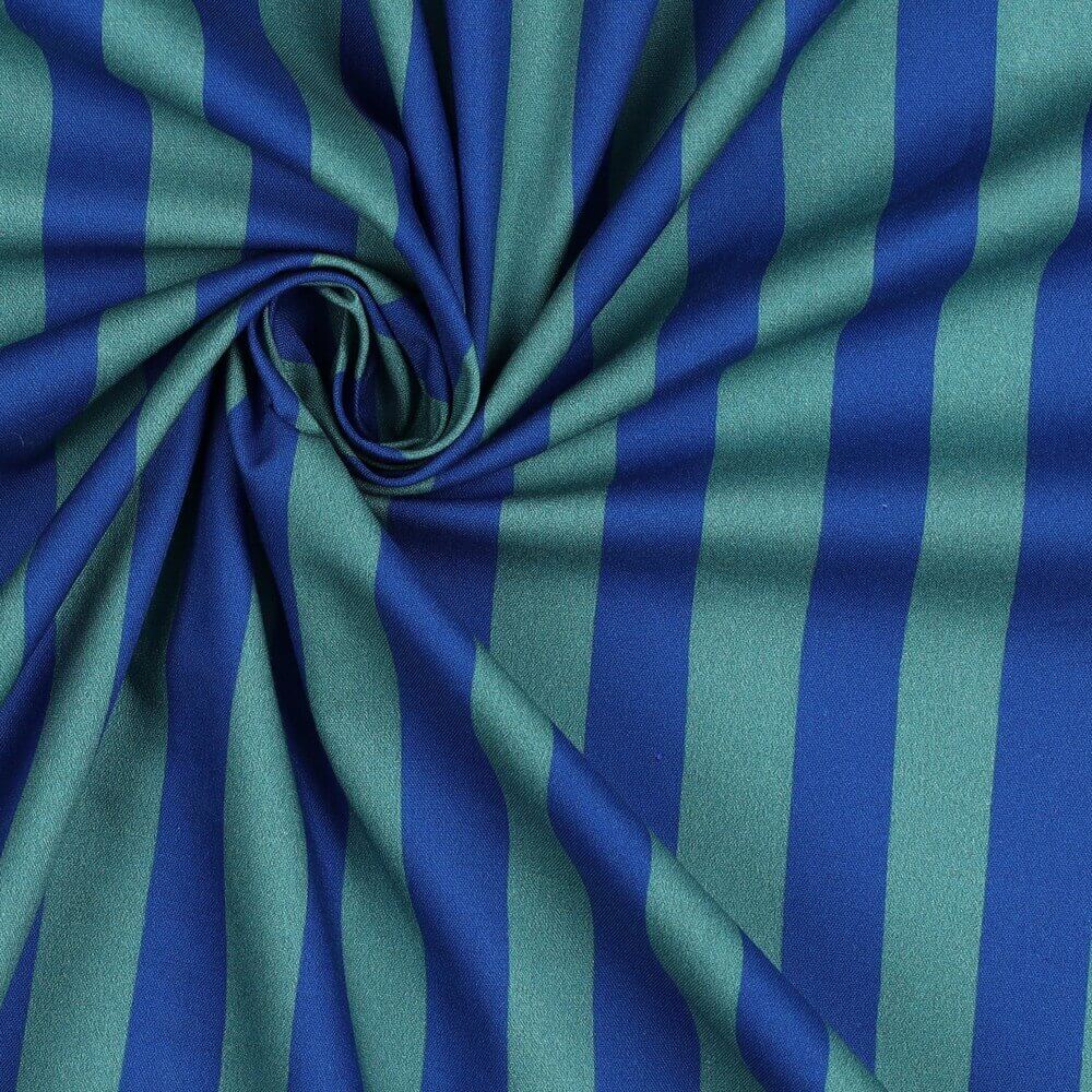 Baumwoll-Popeline - Streifen Tintenblau Grün