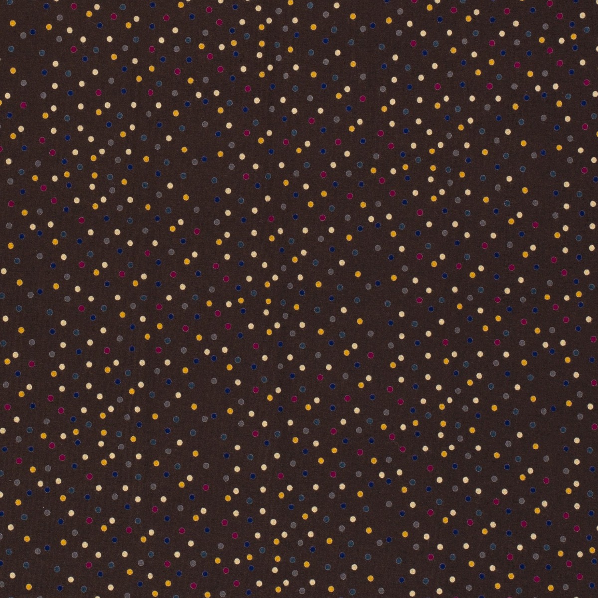 Viskose Jersey Colourful Dots auf Dunkelbraun