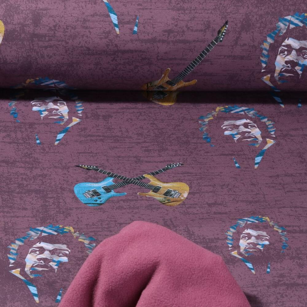 Softshell - Digitaldruck Jimi & E-Gitarren auf Bordeaux