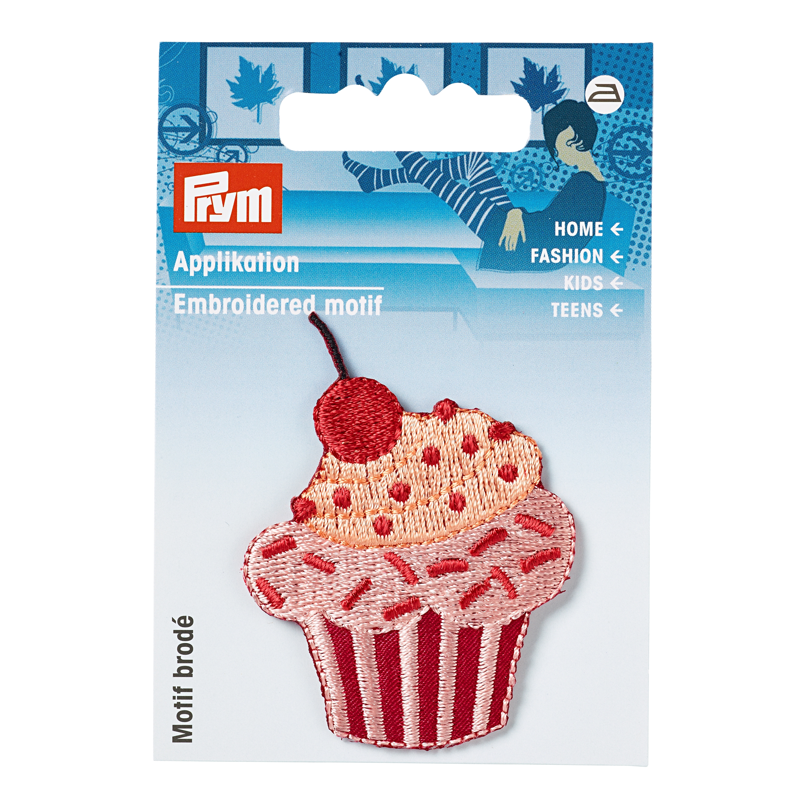 Prym Applikation "Cupcake" Rot/Rosa ADS RESTSTÜCK 2 Stück