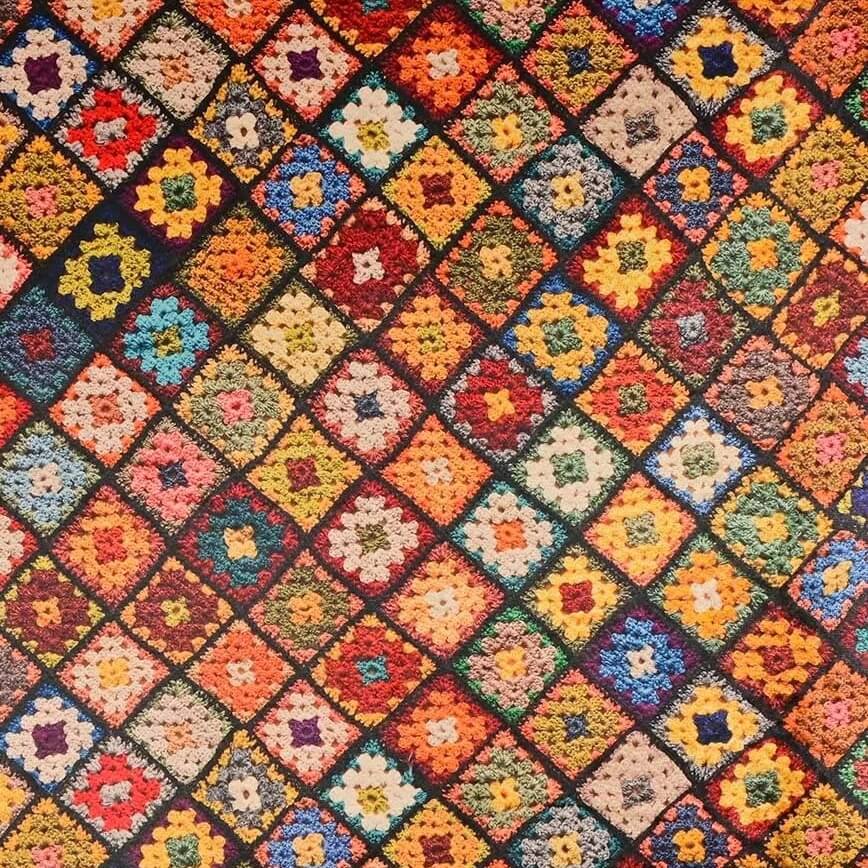 Teddyplüsch - Granny Squares Doubleface Multicolor