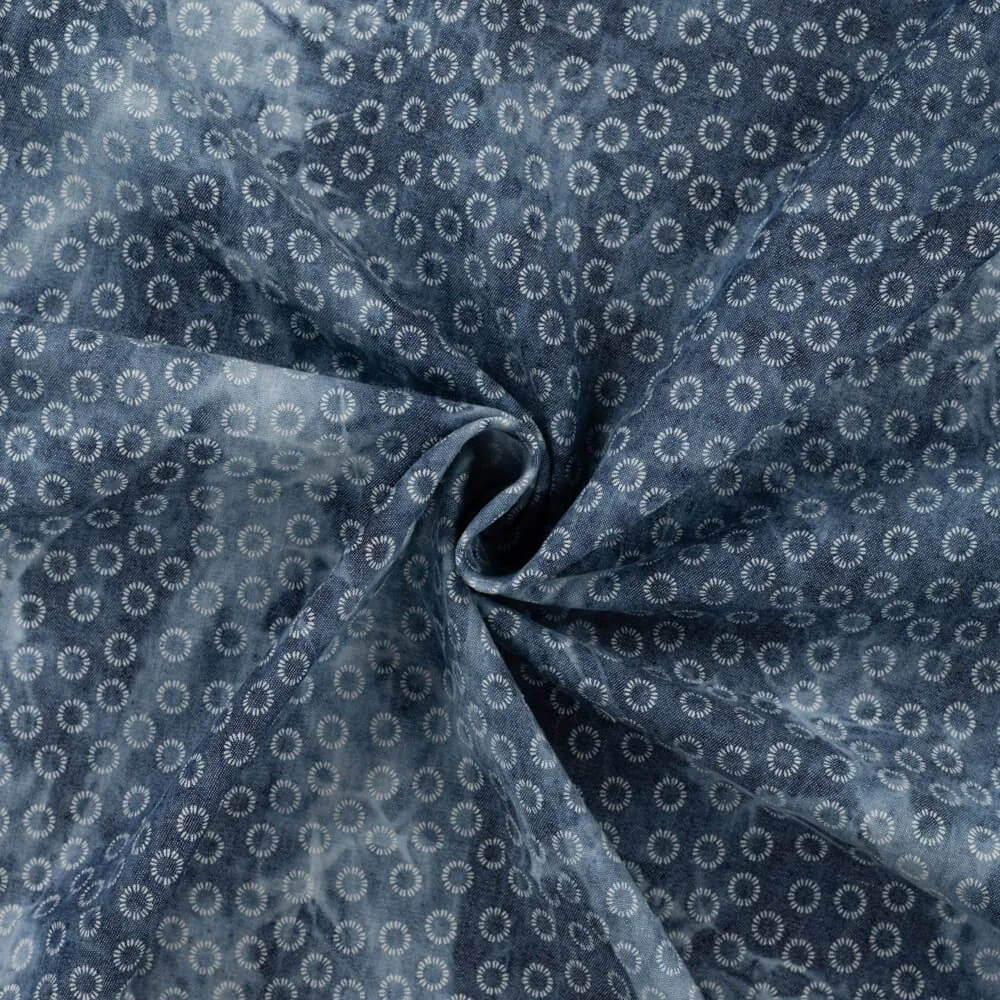 Jeans - Chambray Tie Dye Print Blumen auf Blau