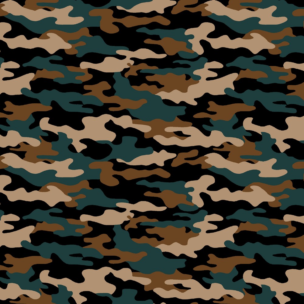 Baumwolle Camouflage Petrol/Beige