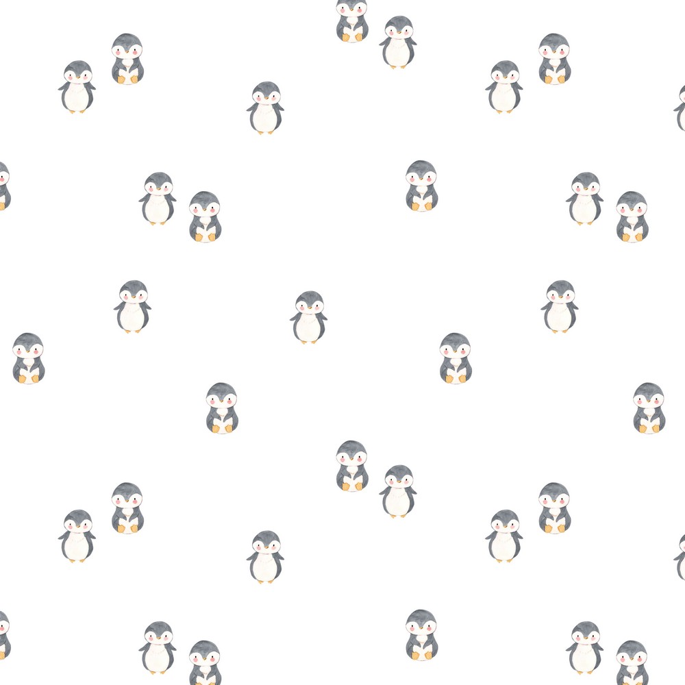Jersey Kleine Pinguine auf Weiß Digitgal