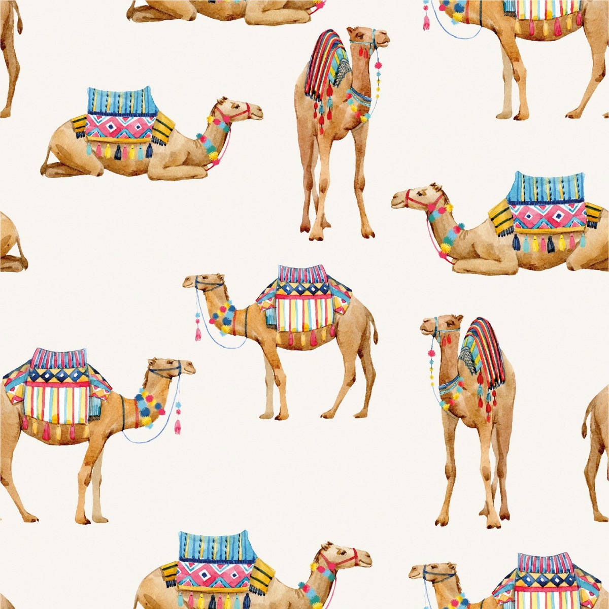 Jersey Kamele auf Cremeweiß Digital