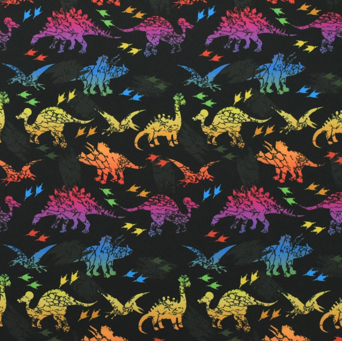 Softshell Bunte Dinosaurier auf Schwarz Digital 