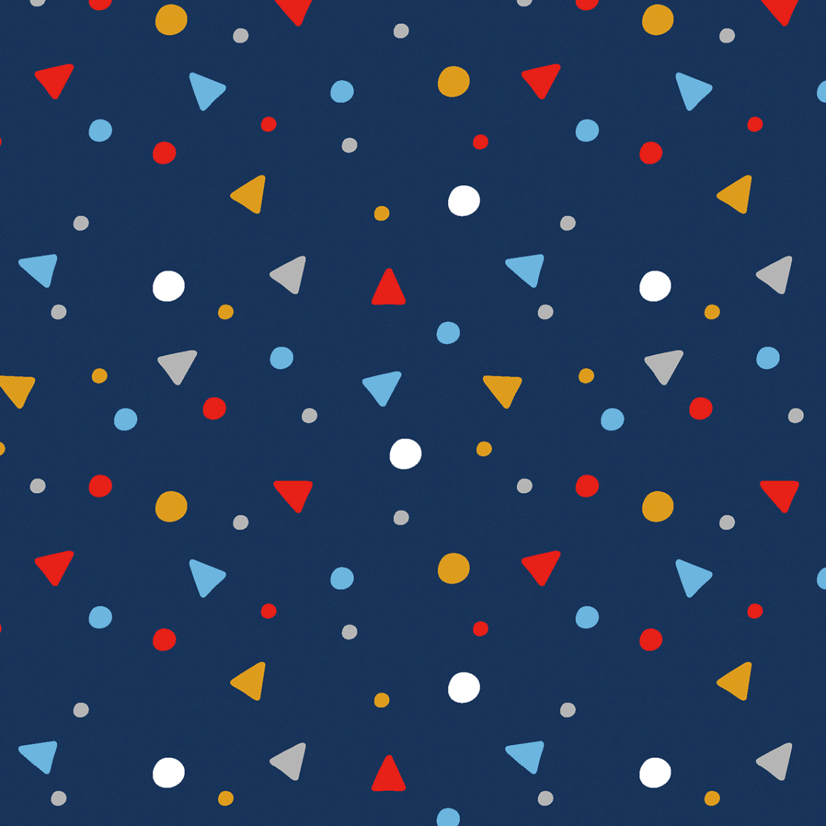 Jersey Dots & Triangles auf Nachtblau