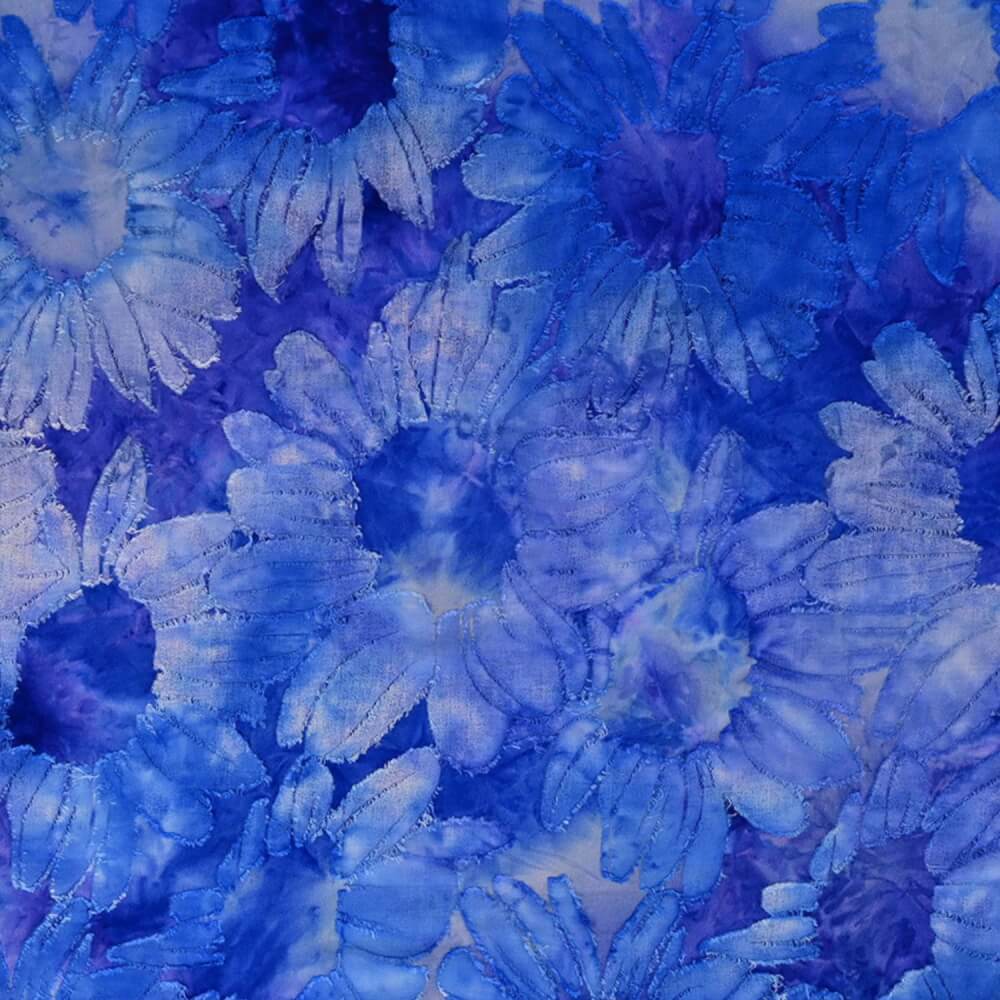Viskosejersey Ausbrenner Tie Dye Blumen Ausbrenner Blau