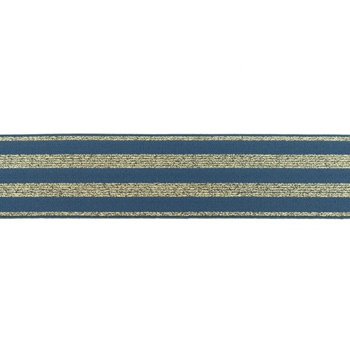Gummiband Glitzer Streifen 4 cm Gold/Jeansblau