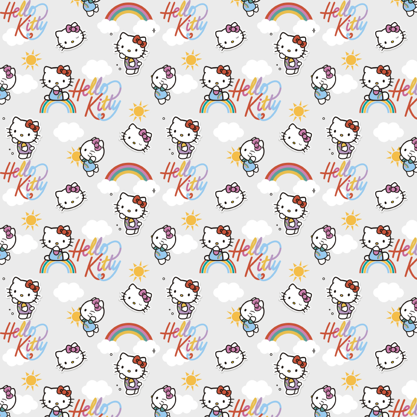 Baumwolle LIZENZ Hello Kitty auf Hellgrau Digital