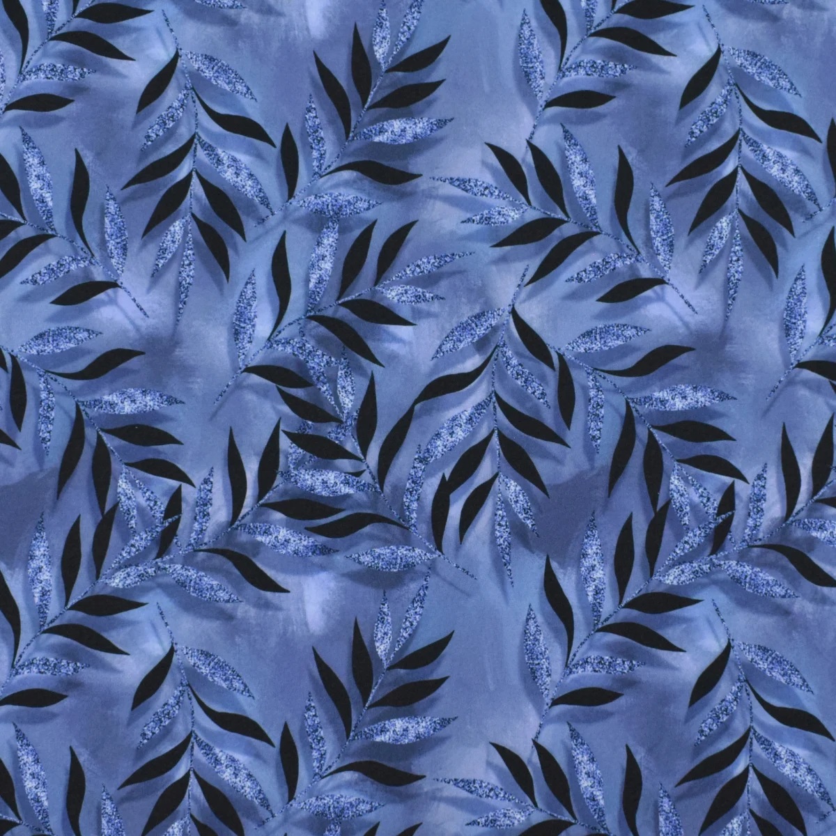 Softshell Zweige mit Blättern auf Rauchblau Innen Grau Digital
