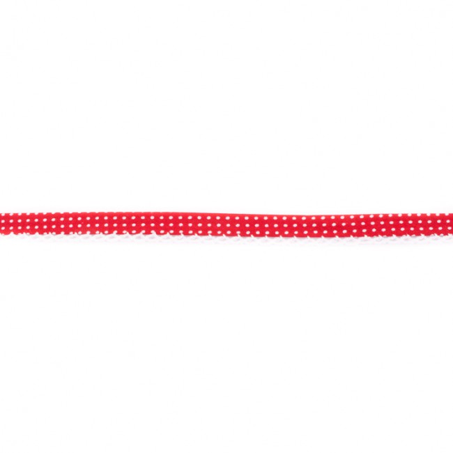 Schrägband mit Häkelborte Punkte Rot