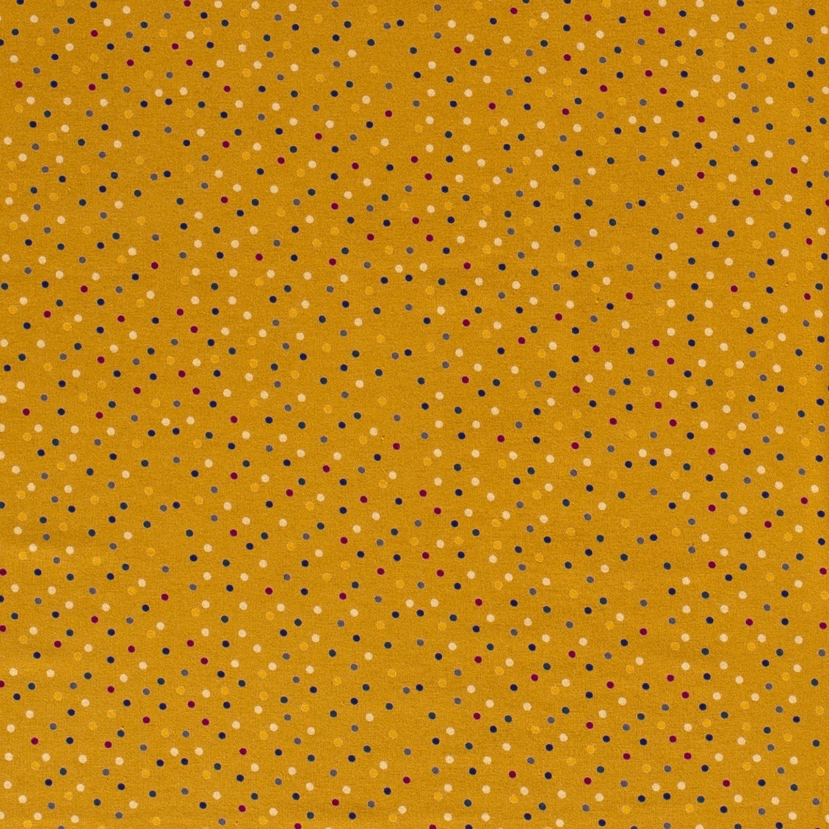 Viskose Jersey Colourful Dots auf Senfgelb