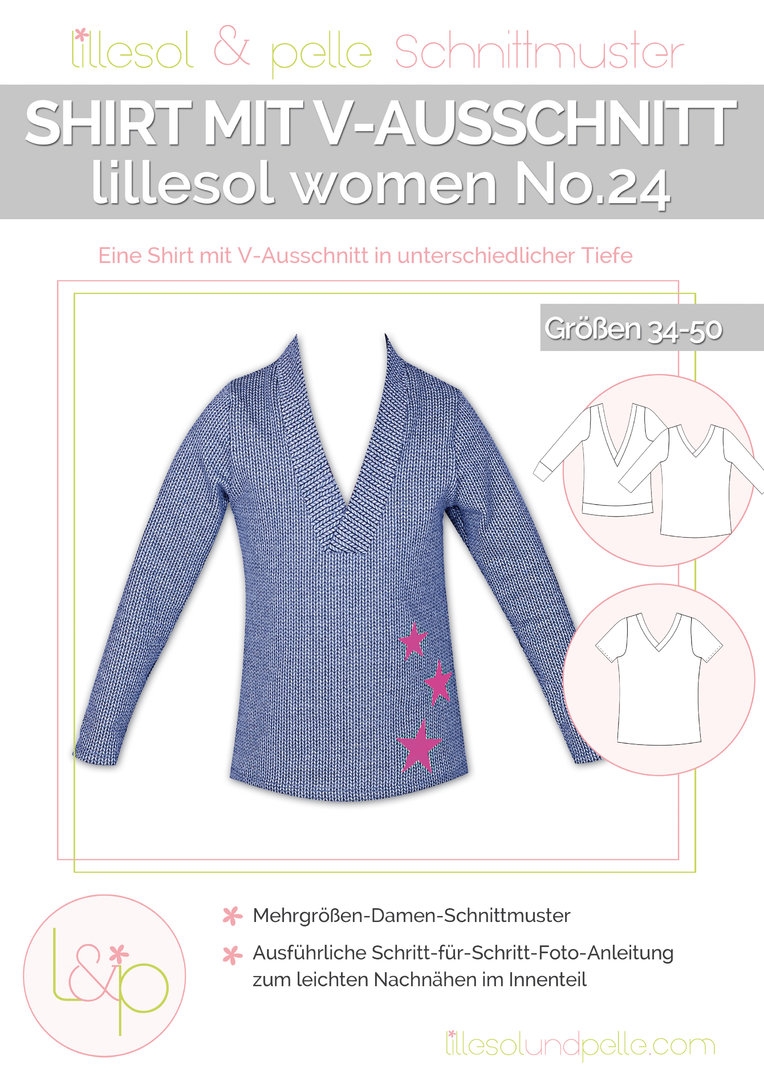 Lillesol & Pelle Papierschnittmuster Women Shirt mit V-Ausschnitt Gr. 34 - 50