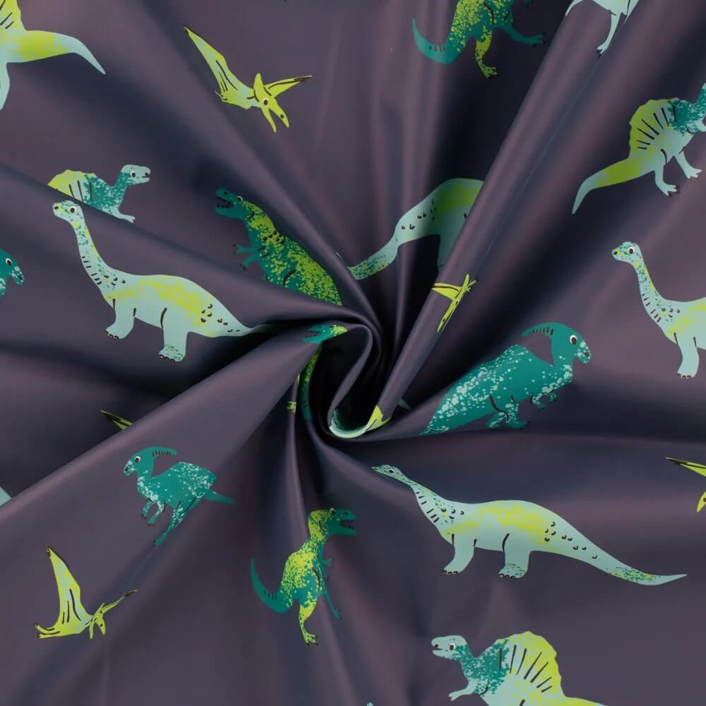Regenjackenstoff Wasserabweisend Dinosaurier auf Blau