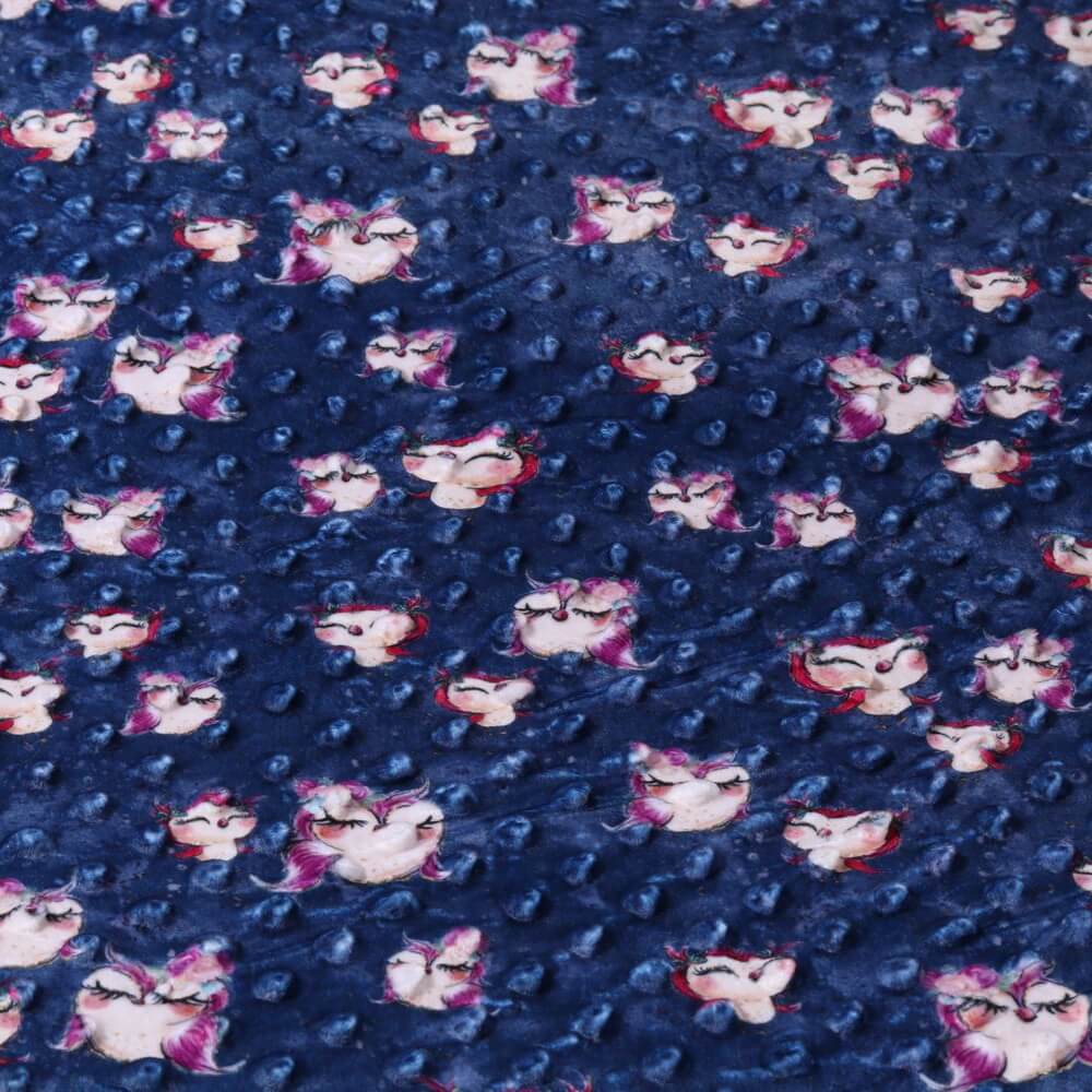 Fleece Minky - Digitaldruck Kleine Eulen auf Nachtblau