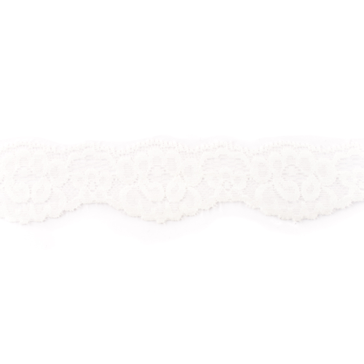 Wäschespitze elastisch Blumen MINI 3 cm Weiß 