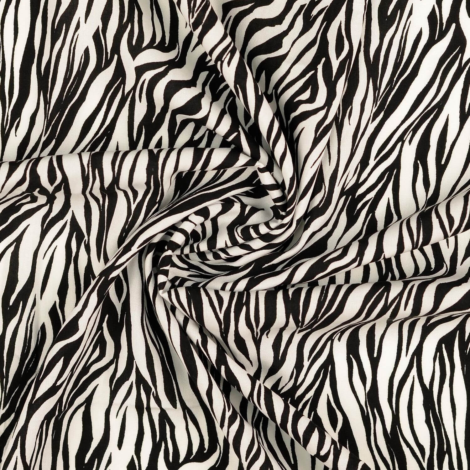 Viskose Popeline - Animalprint Zebra Schwarz auf Weiß