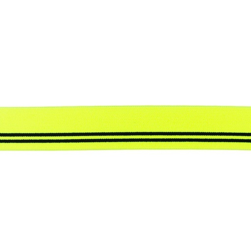 Gummiband Uni mit schwarzen Streifchen 3 cm auf Neon Gelb