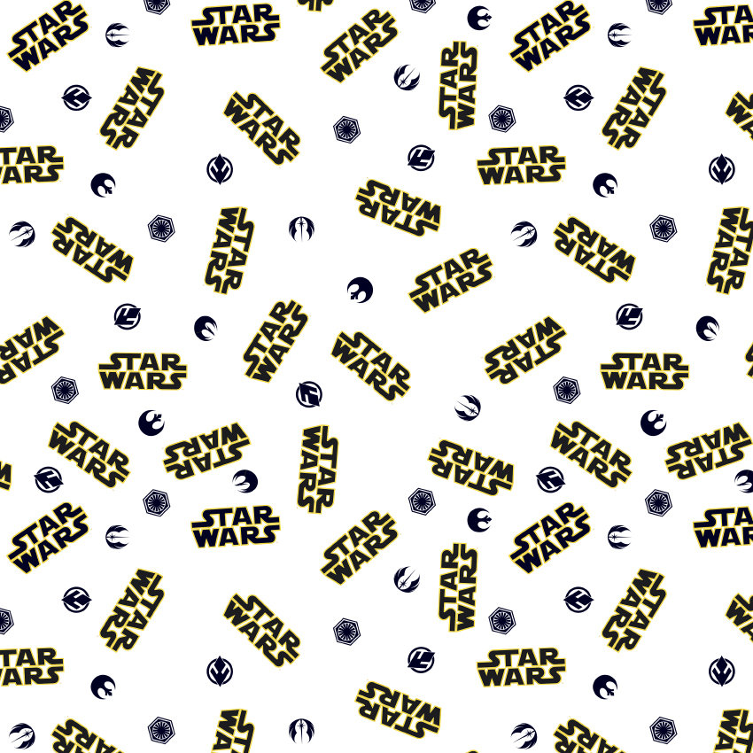 Baumwolle LIZENZ Star Wars Logos auf Weiß Digital