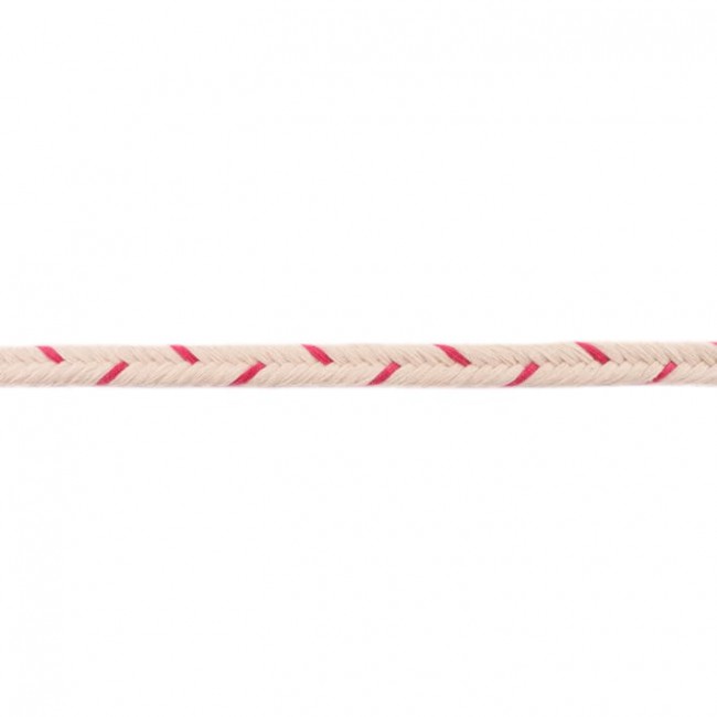 Baumwollkordel Flach 10 mm mit Pinken Streifen