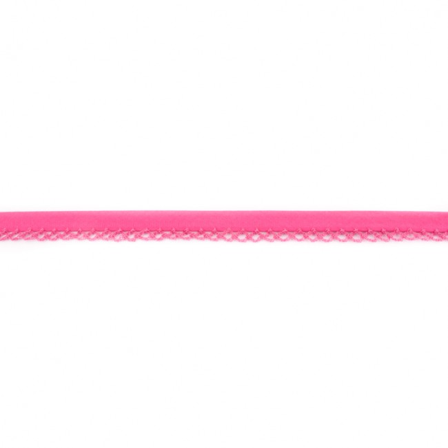 Schrägband mit Häkelborte Uni Pink