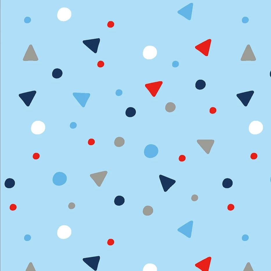 Jersey Dots & Triangles auf Hellblau