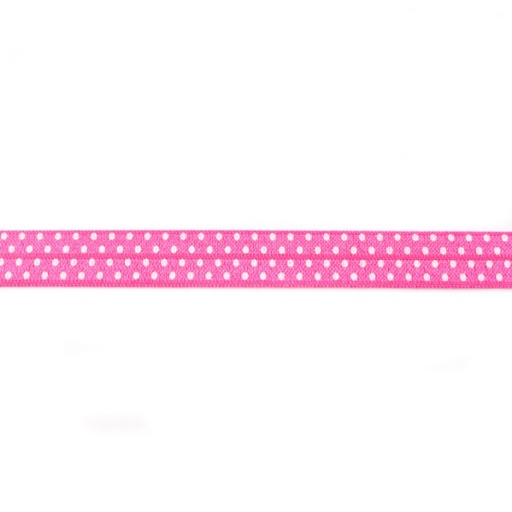 Elastisches Einfassband Punkte Pink/Weiß