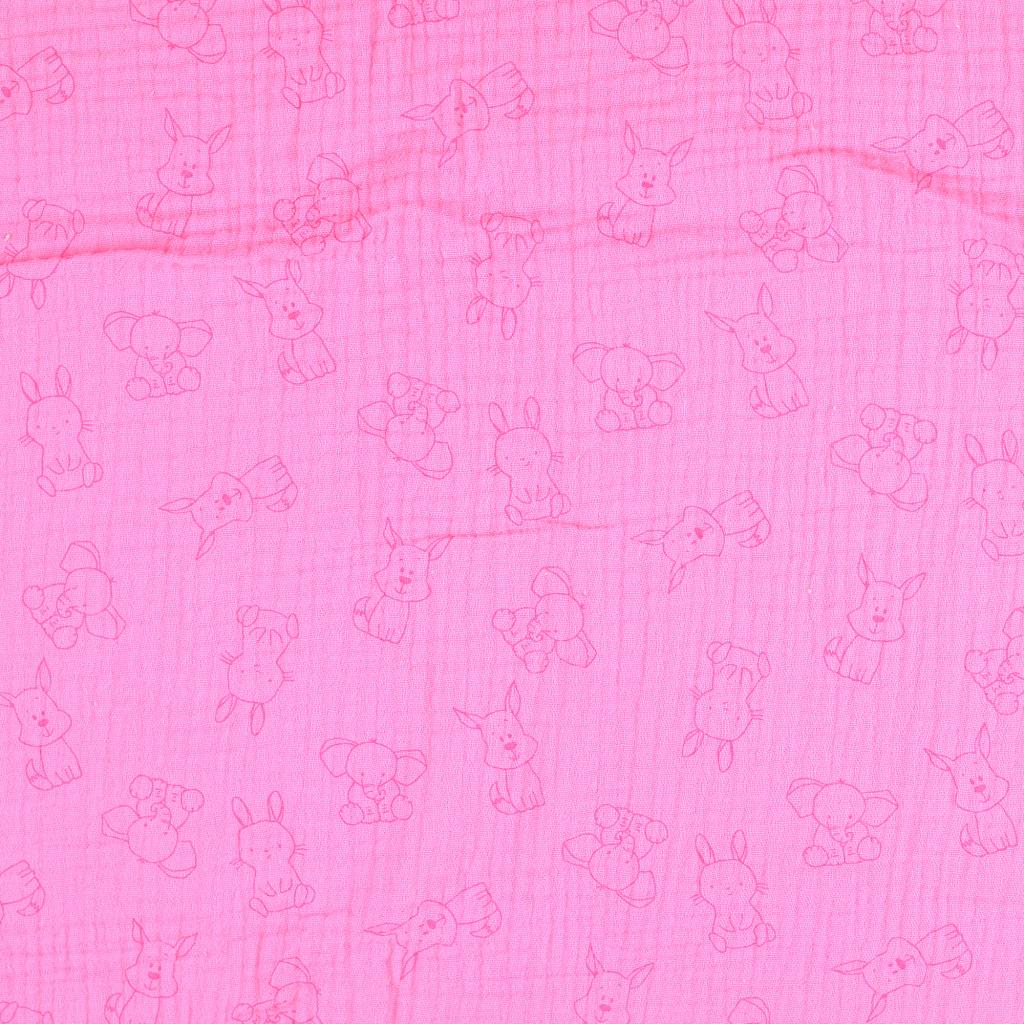 Baumwolle-Musselin-Double-Gauze-Tierkinder-Pink_2