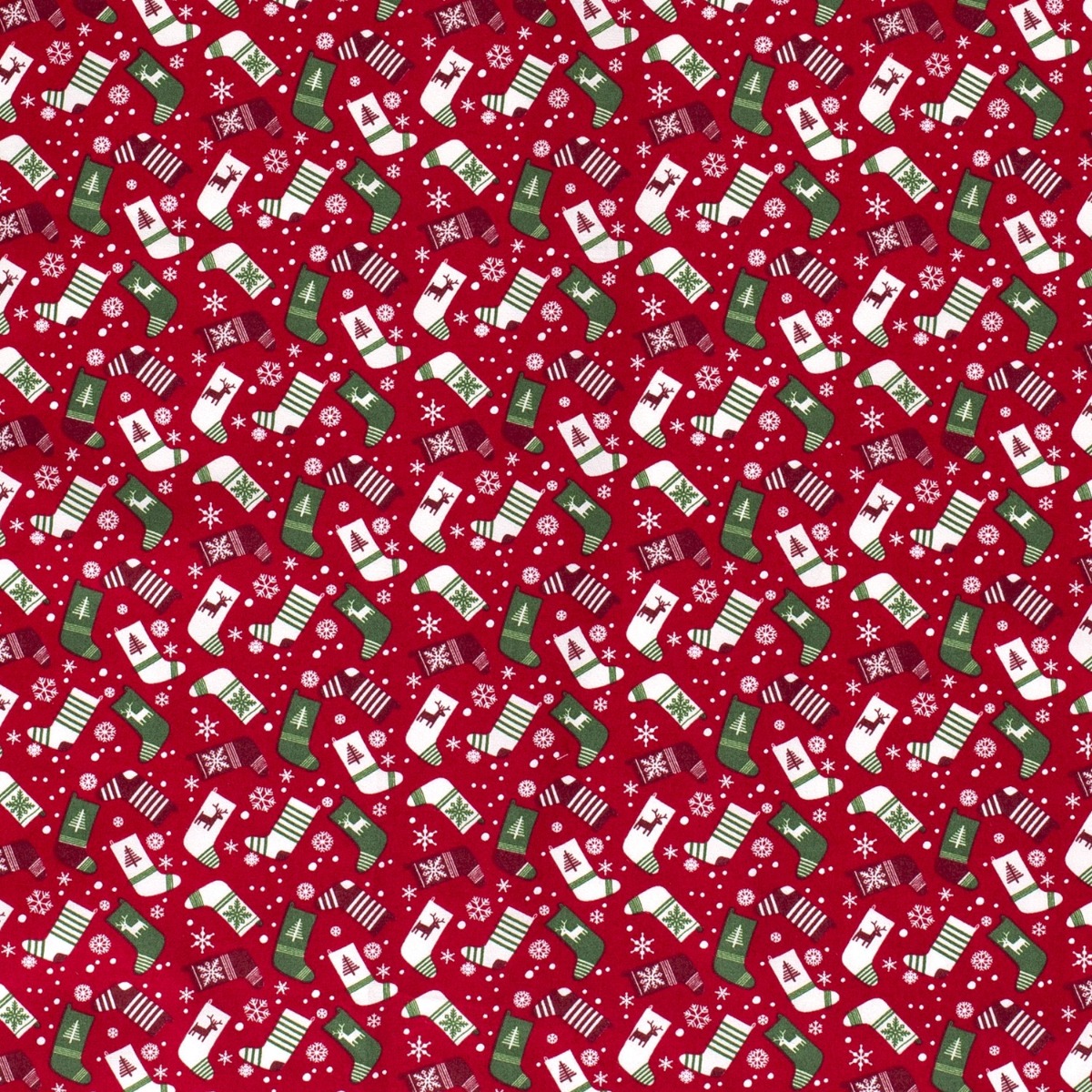 Baumwolle WEIHNACHTEN Christmassocks auf Rot