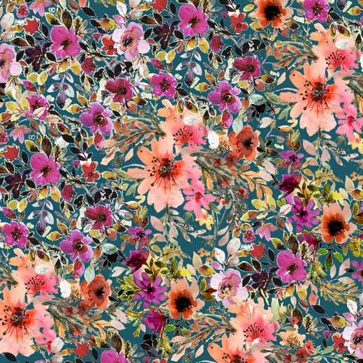 Ganzjahressweat Flower Art Petrol Digital 