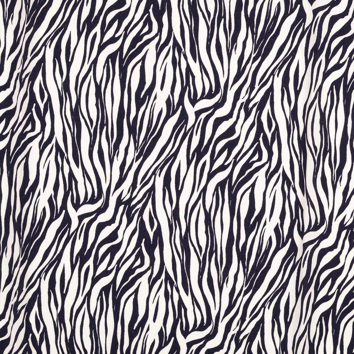 Viskose Popeline - Animalprint Zebra Navy auf Weiß