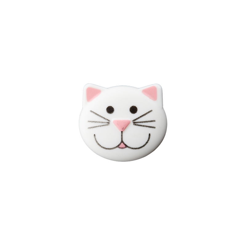 Union Knopf by Prym Kinderknopf mit Öse 20 mm Katzenkopf Weiß