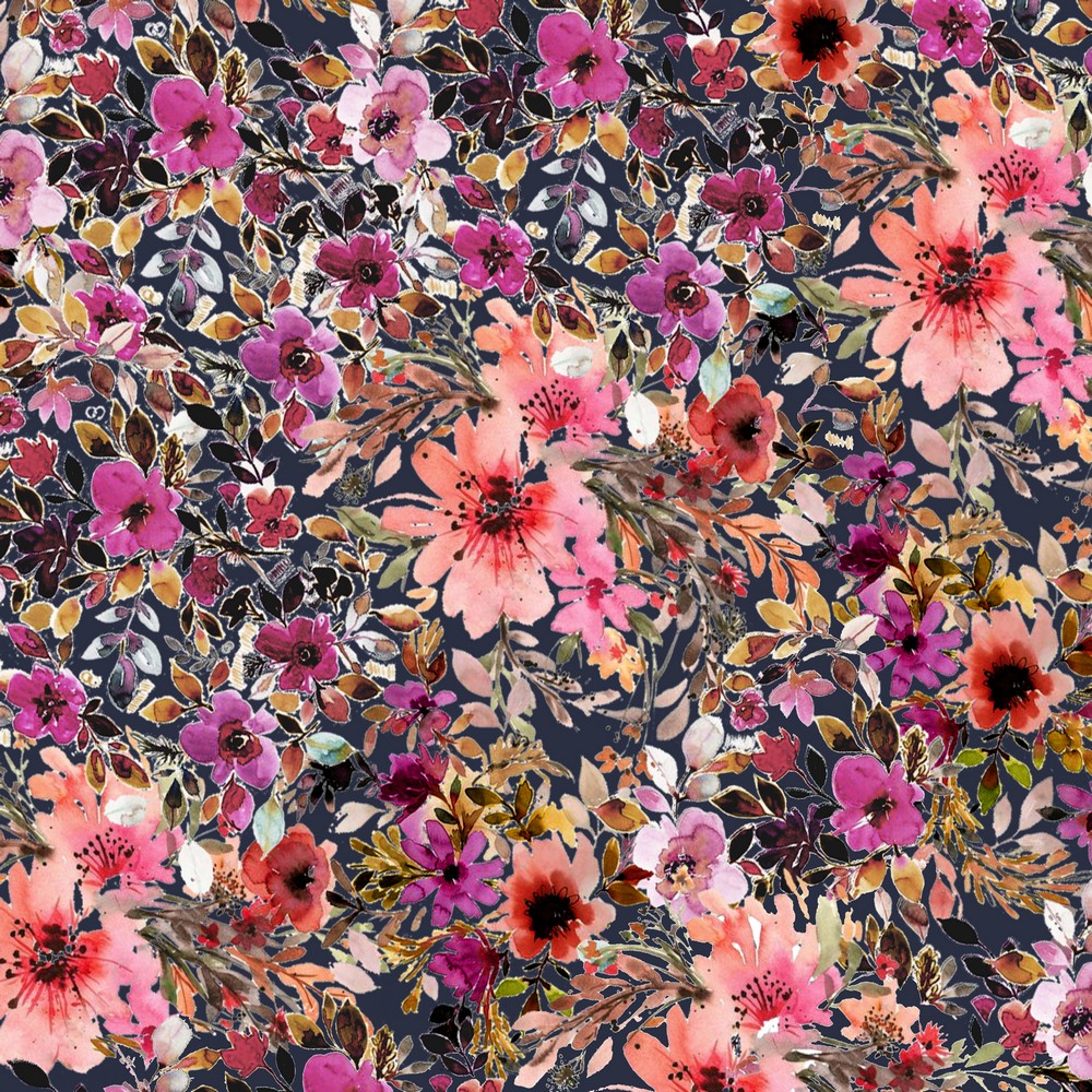 Ganzjahressweat Flower Art Dunkelblau Digital 