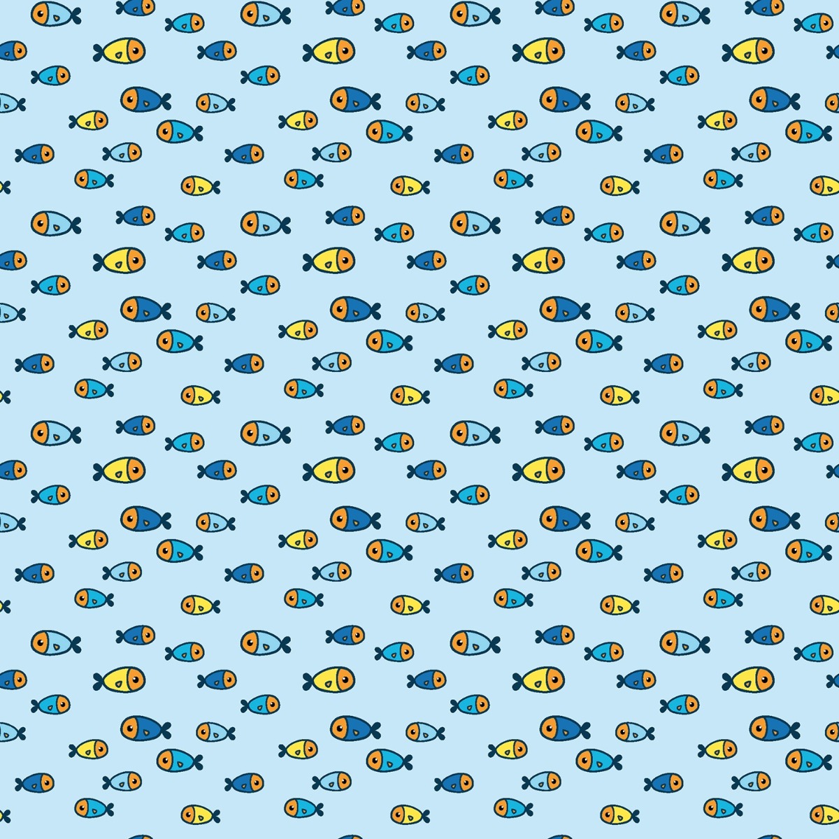 Jersey Kleine Bunte Fische auf Hellblau