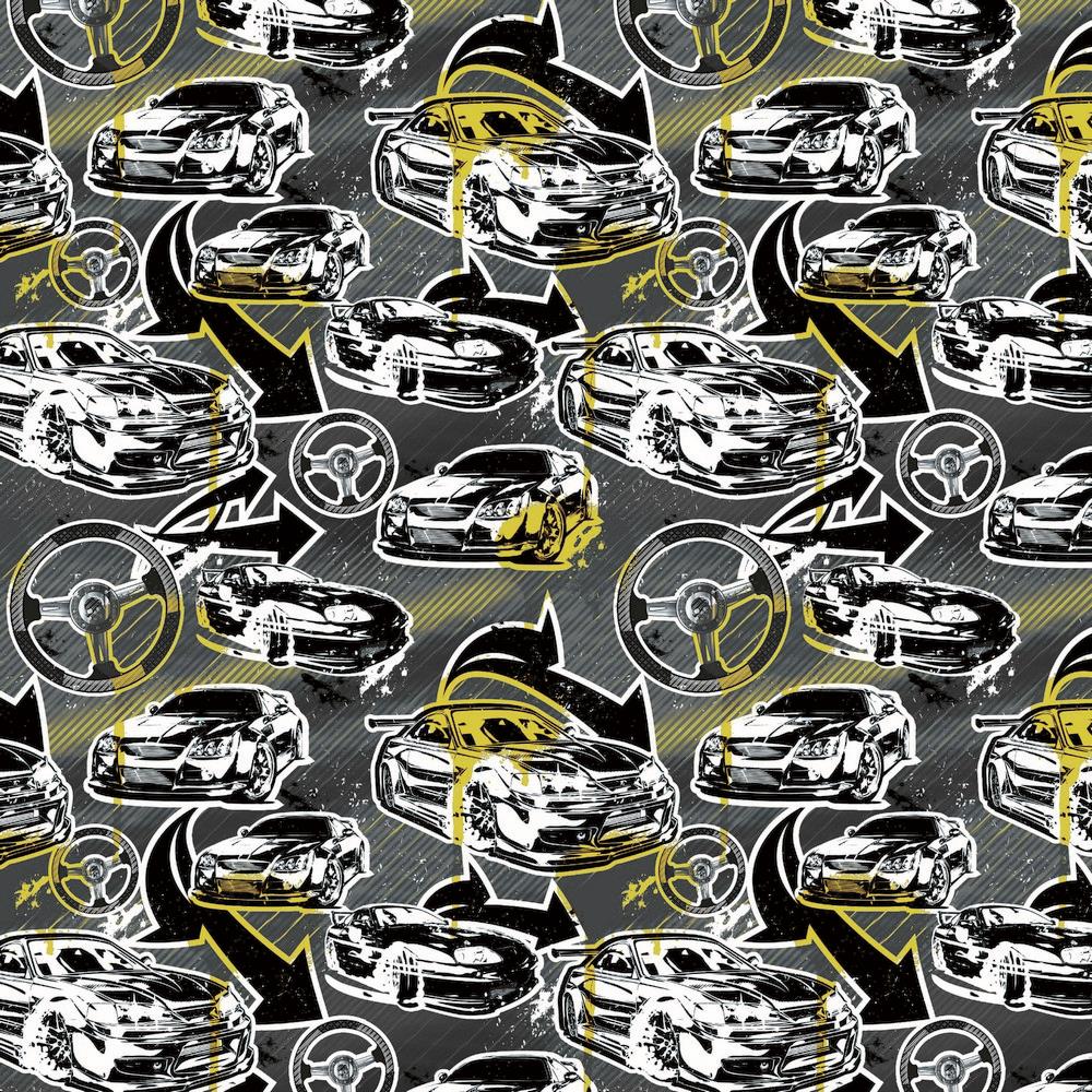 Jersey Fast & Furious Lenkrad und Auto Grau/Gelb Lizenz Digital