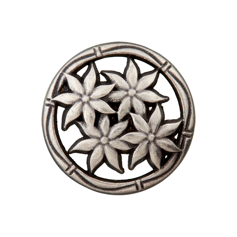Union Knopf by Prym Trachtenknopf Metall mit Öse 20 mm Edelweißblüten Silber