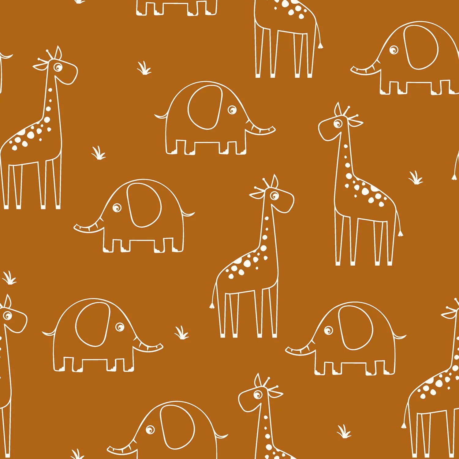 Baumwolle Musselin - Elefant und Giraffe auf Karamell