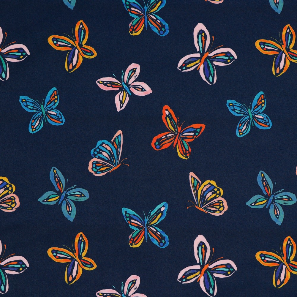Softshell Wonderful Butterflies auf Dunkelblau Digital 