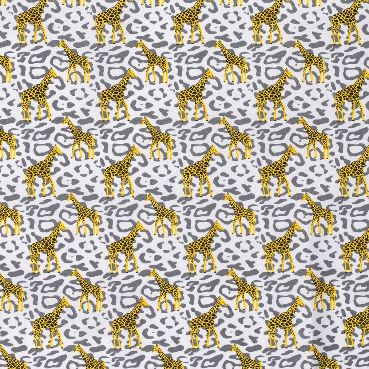 Baumwolle Giraffen auf Leoprint Hellgrau
