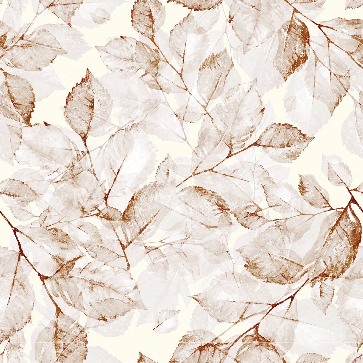 Jersey Zartes Blätterwerk auf Cremeweiß