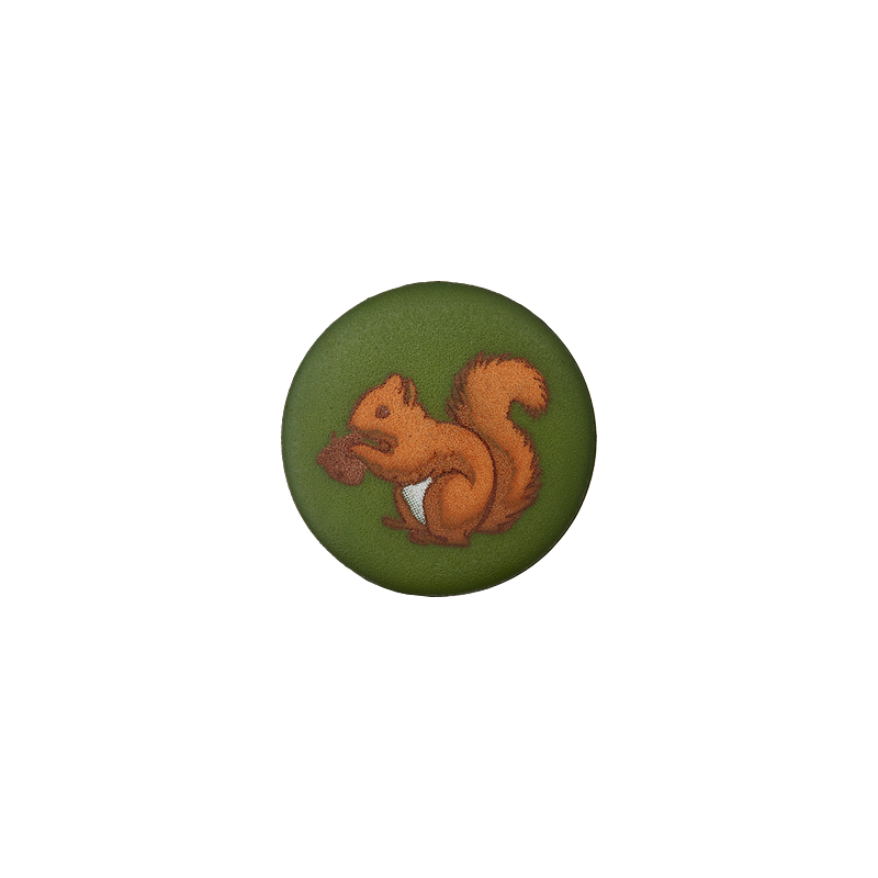 Union Knopf by Prym Kinderknopf rund mit Öse 15 mm Eichhörnchen Grün